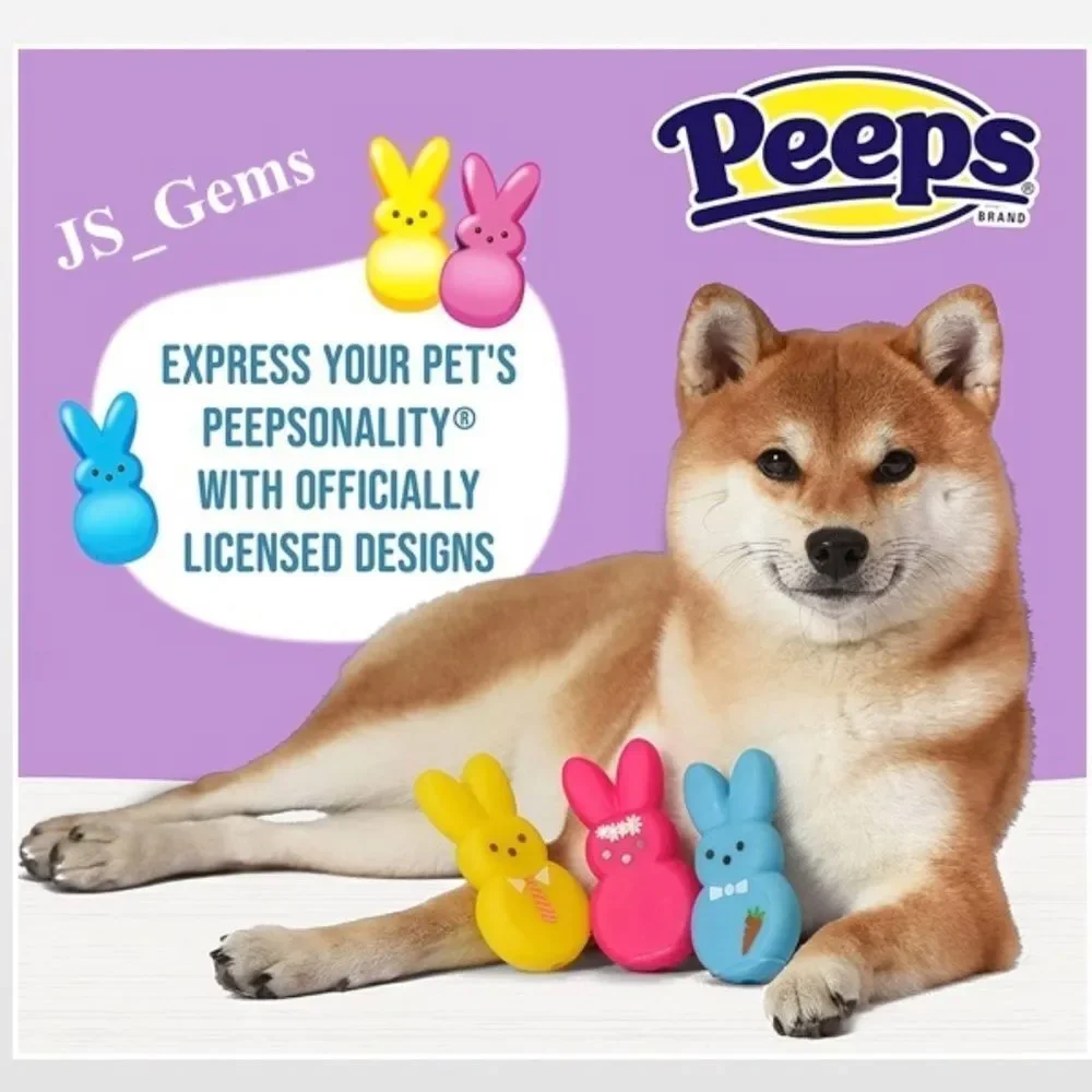 New Peeps Pet Toy Dog Squeaky Bunny Rabbit 3ct Vinyl Gift NWT